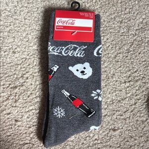 Coca-Cola Gray Socks with Polar Bear and Bottle Motif NWT